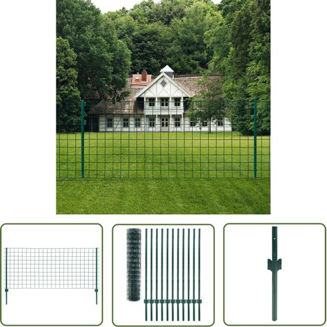 The Living Store Clôture Euro Acier 20x1,2 m Vert - Clôture En Acier - Clôture Pvc - Clôture Extérieur - Clôture Jardin - Clôture Résidentielle (1/4)