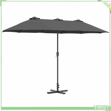 Parasol de jardin - FAFEICY - 42003369 - Anthracite - 370x197x239 cm - Pliant, manivelle (1/5)