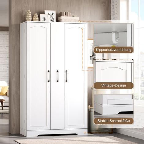 Armoire de cuisine blanche avec étagère à épices, meuble double porte spacieux, tiroir vertical 4 niveaux, étagères réglables, design moderne – 150 x 78 x 40 cm (1/5)
