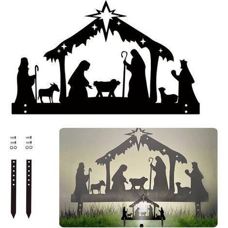 Silhouette En Fer Forgé - Décoration Extérieure Pour Noël Et Automne - Figurine De Crèche - Hauteur 30 cm Largeur 19 cm - 1 Pièce (1/4)