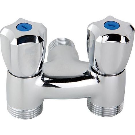 Robinet de machine A laver double BG chromé, 2 pompes 3/4"malex1/2"malex3/4"male