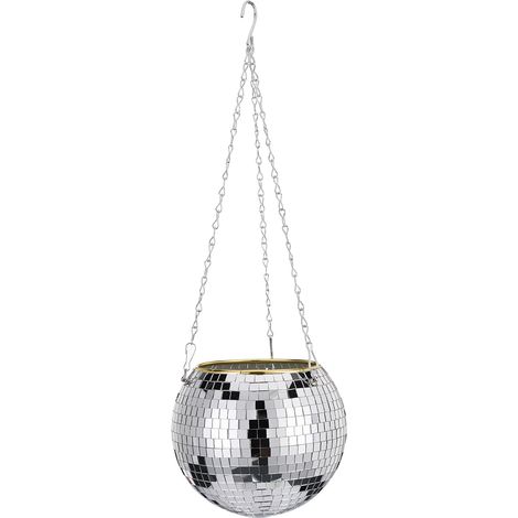 Maceta colgante con forma de bola de discoteca, grande y multifuncional, de plástico, de 20 cm, para jardines y terrazas. (1/4)