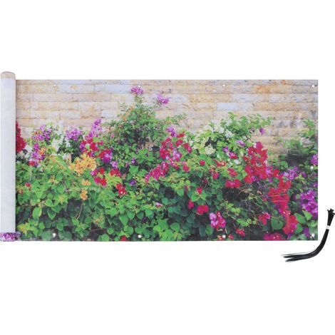 Maximex Pratico frangivista per balcone, con motivo floreale in muratura colorato, protezione dal vento, resistente ai raggi UV e agli agenti atmosferici, ad asciugatura rapida e antistrappo, 5 m (1/5)