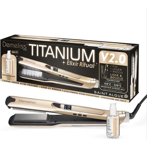 Dampfbügeleisen - SAINT ALGUE - Premium Demeliss TITANIUM V2.0 Set - Hochleistungs-Glättung + Intensivglanz-Pflege