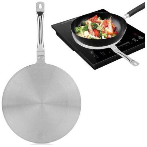 Diffuseur de chaleur en acier inoxydable avec plaque d'adaptation à induction avec poignée amovible pour cuisinière électrique de 24 cm-Karteo