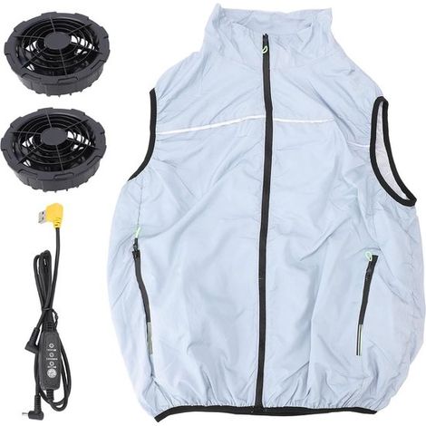 Gilet da lavoro estivo con ventola di raffreddamento - traspirante, alimentato tramite USB, unisex (XL) (1/5)
