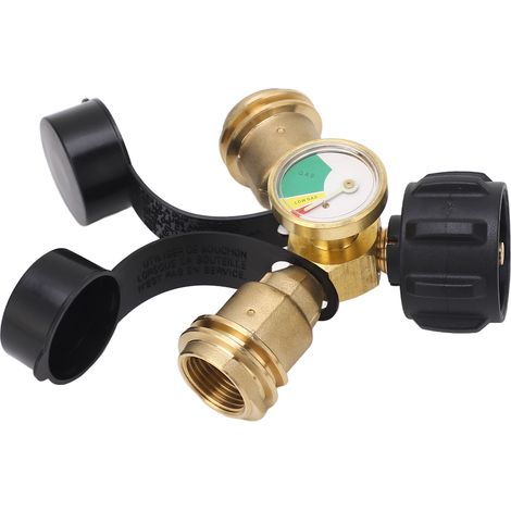 Diviseur gaz propane 2 voies laiton POL vers Qcc1 type Y avec manomètre pour grill barbecue et chauffages (1/5)