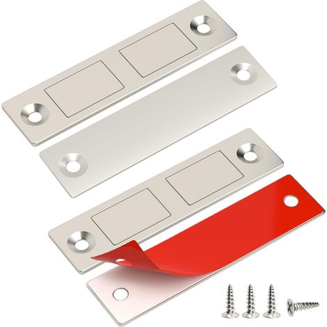 Ultra Mince Aimant Porte Placard Puissant 12 Kg Lot de 2 Aimant de Porte pour Placard Cuisine Loquet Magnétique avec Vis Aimant Meuble Fermeture pour Tiroir, Armoire, Porte Coulissant (1/5)