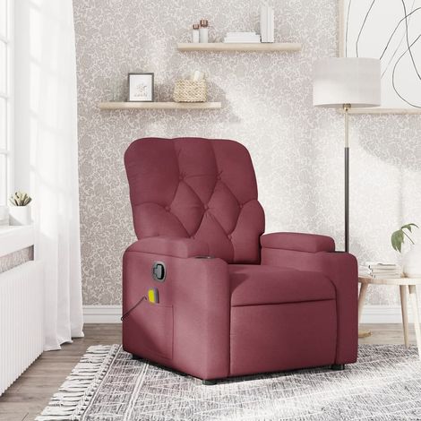 vidaXL Poltrona Massaggiante Reclinabile Rosso Vino in Tessuto
