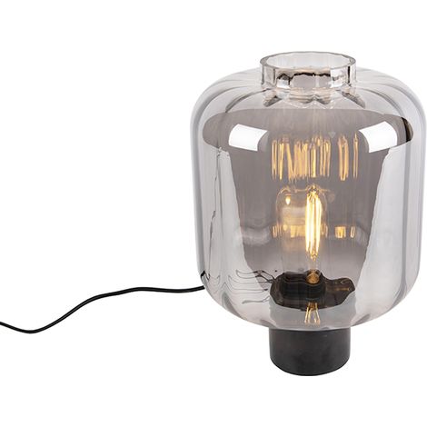 QAZQA Lampada da tavolo qara - Design - Marmo,Acciaio - Nero - Cilindro Max. 1 x Watt