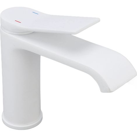 Rubinetto monocomando per lavabo – bianco – G1/2 – a tenuta stagna – modello corto – per uso domestico (1/5)
