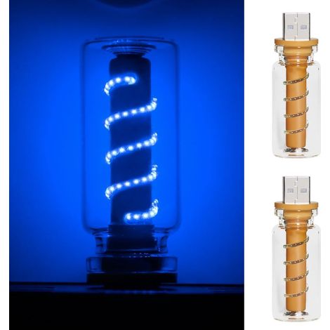 Stück Retro-Autolampe, USB-LED-Ambientelampe für den Innenbereich, Touch- und Dimmfunktion, USB-Nachtlicht fürs Auto, Mini-LED-Lampe für drinnen, geeignet für Auto, Schlafzimmer und Wohnzimmer, Blau (1/4)
