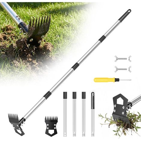 Désherbeur - 150 cm - Désherbeur avec long manche et tournevis amovible - 2 en 1 - Pour jardin, cour, pelouse, terrasse (1/5)