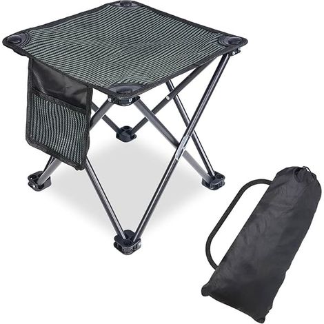 Tabouret De Camping - Acier Et Polyester 600D - Hauteur 35 Cm - Charge Maximale 180 Kg - Pour Randonnée Pêche Jardinage Barbecue - 1 Pièce (1/3)
