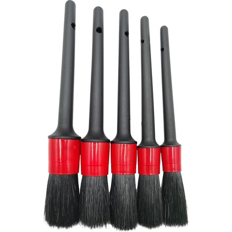 Ensemble de brosses de nettoyage automobile – 5 tailles différentes – Convient pour nettoyer les jantes, les moteurs, les intérieurs, les aérations, les voitures, les motos et plus encore. (1/5)