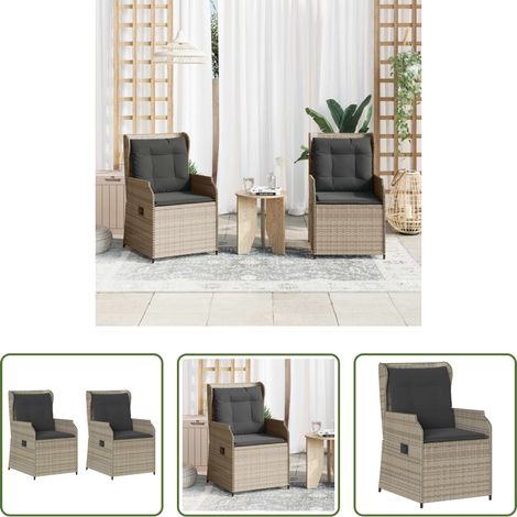 vidaXL Gartenbank 2 Stück - Gartenbank 2 pcs Hellgrau Poly-Rattan (1/5)