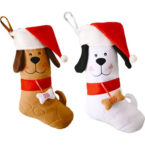 Deux chaussettes de Noël pour chiens avec motif de chien brodé (1/5)