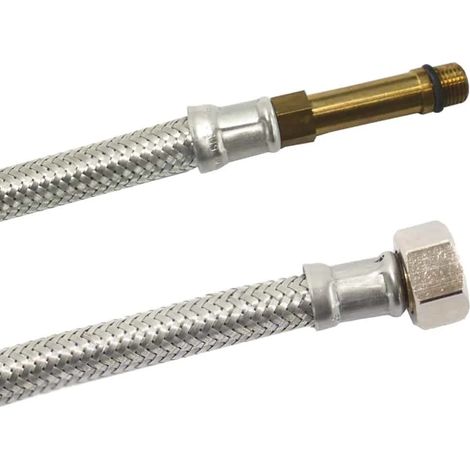 Flexible de raccordement DN8, 800mm, M10 x 3/8" en acier inoxydable pour eau potable (1/2)