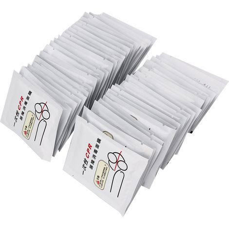 50 pièces masque de protection CPR jetable pour formation premiers secours et réanimation (1/5)