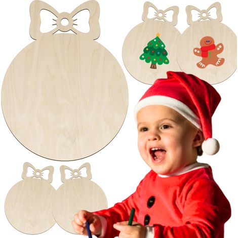Adorno colgante de árbol de Navidad con lazo, decoración de madera estilo decoupage para coronas. (1/5)
