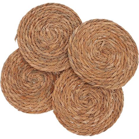 Dessous de Verre Rond Jonc de Mer Naturel 12 CM Antidérapants Isolation Thermique Tasses Plateaux Service Thé (1/5)