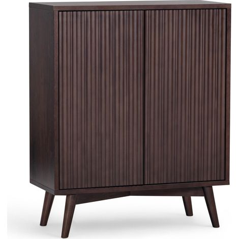 Teamson Home Tremolo Accent Cabinet with Fluted Doors, Adjustable Shelves and Contemporary Living Room Storage, Black Finish (1/5)