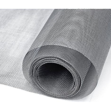 Kit Toile Moustiquaire Fenêtre Fibre Verre Gris 122x300cm Découpable Lavable Facile Installation Réparation DIY (1/5)