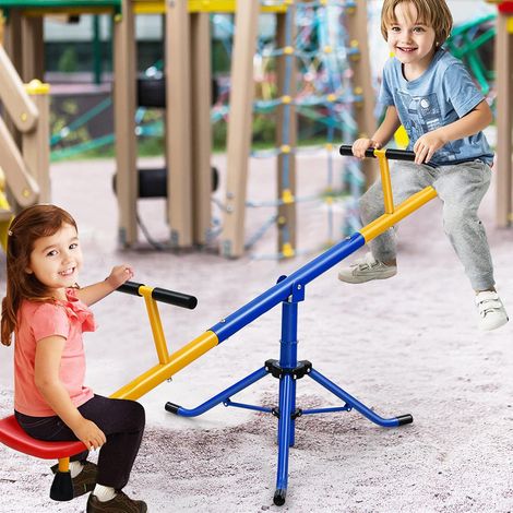 COSTWAY 2 Sitzer Schaukelwippe, Gartenwippe 360° drehbar, Kinder Wippe bis 60kg belastbar, Kinderwippe Metall Karussellwippe ideal für Kinder 3-8 Jahren (1/5)