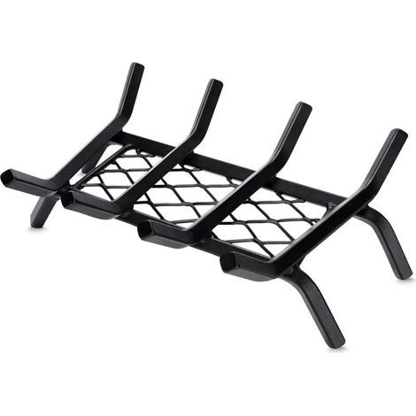 Heavy-duty 43.2 cm fireplace grate with ember retainer, 1.27 cm log grate for indoor fireplace, fireplace accessories, wood stove stand, wood stove grate for