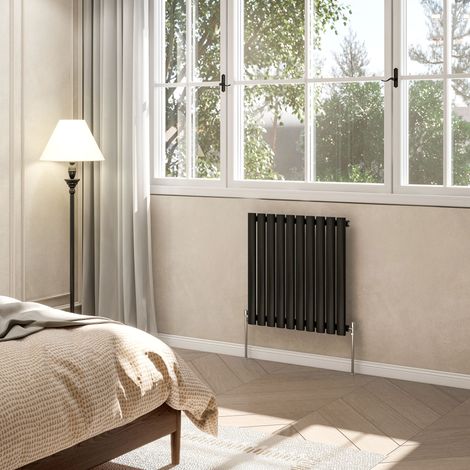 AVER-GROWTH Black Radiator Horizontal Oval Column Single Panel Rad 600x590mm (1/5)