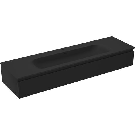 Mexen Orio mueble de ba帽o 160 cm con lavabo Vela, 1 caj贸n, negro mate - 91A10-16023-1-BF71-W23M71 (1/5)