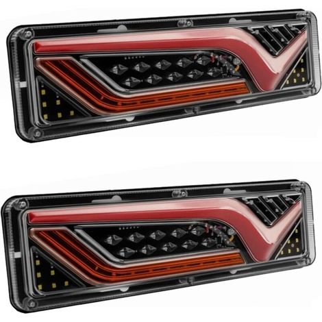 2 pièces 12V-24V LED camion feu arrière feux arrière clignotant frein marche arrière Signal lampe remorque camion Bus camping-car caravane RV tracteur (1/4)