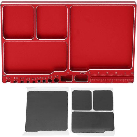 Set mit 2 magnetischen Aluminium-Schraubplatten, Teilehalter mit Magnetfuß für RC-Reparaturen, universelle Aufbewahrungsschale (1/5)