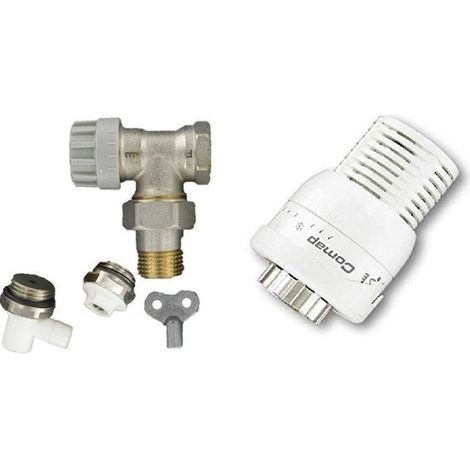 Kit Complet Robinet et Tête thermostatique Senso 1 et accessoires (raccord de réglage, purgeur, robinet de vidange) pour radiateur - M28 - équerre 1/2" ou 15/21 - S630682 (1/4)