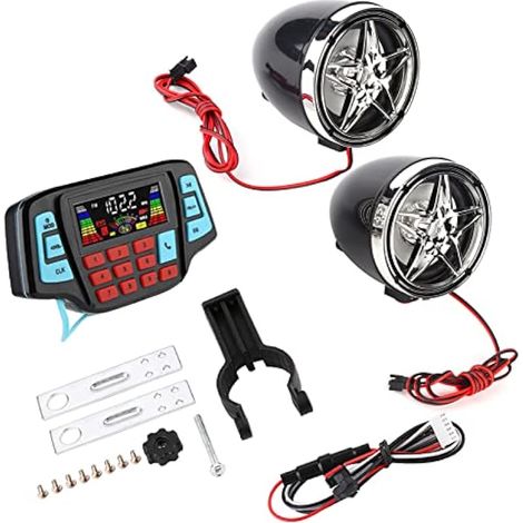 Enceinte stéréo étanche pour moto, lecteur MP3 Bluetooth BT, système audio stéréo étanche pour moto, porte-carte mémoire USB (1/2)