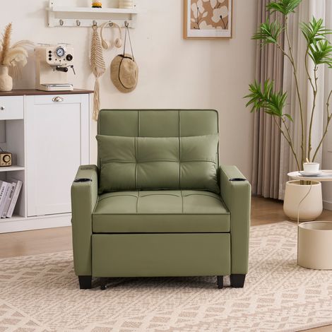 Canapé-lit extensible 3 en 1 – Avec porte-gobelets et port USB, canapé-lit, fauteuil convertible, idéal pour les petits espaces (1/5)