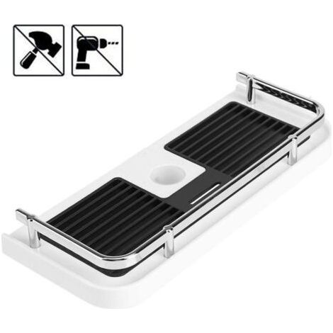 Shower Shelf for Shower Rod No Drilling Bathroom Shower Rack Duschregal Shower Bathroom Storage Shower Shelf for Hanging Badezimmerablage with 2 Hooks (1/5)