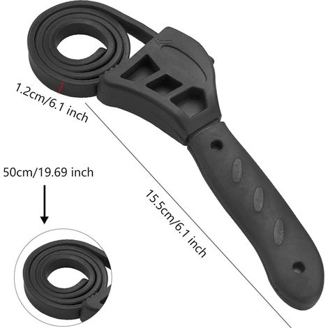 Clef A Sangle - 500 mm - Pour Filtre A Huile - Antidérapante - En Caoutchouc Et Plastique Dur - Réglable - 1 Piece (1/5)