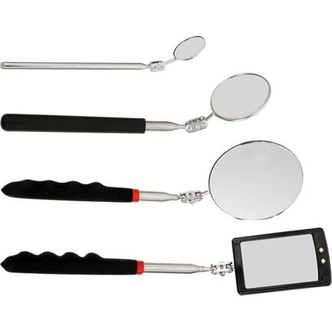 Miroir d'Inspection Éclairé Lot de 4 Flexibile pour Mécanicien Outil avec Tige Ajustable et Rotation Vérifier les Zones Difficiles d'Accès - (1/5)