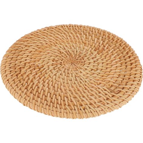 Napperon de Table Rond en Rotin Marron Léger et Facile à Nettoyer, Dessous de Plat Isolant pour Maison, Décoration Naturelle et Fonctionnelle (1/5)