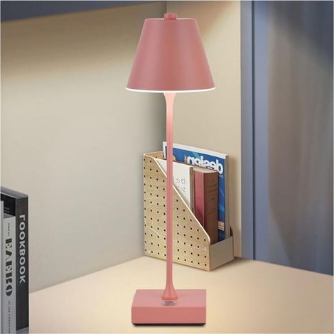 Lampada Da Tavolo Ricaricabile Usb Luce Bianca Calda Naturale Lume 10 Watt Rosa