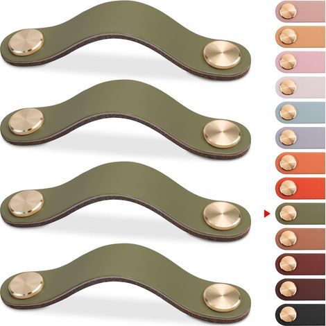 4er-Set Möbelgriffe aus Leder, Schranktürknöpfe, Schubladenknöpfe aus Leder, Vintage-Möbelgriffe für Schränke, Kommoden, Küche, Badezimmer (Grün, 128 mm) (1/5)