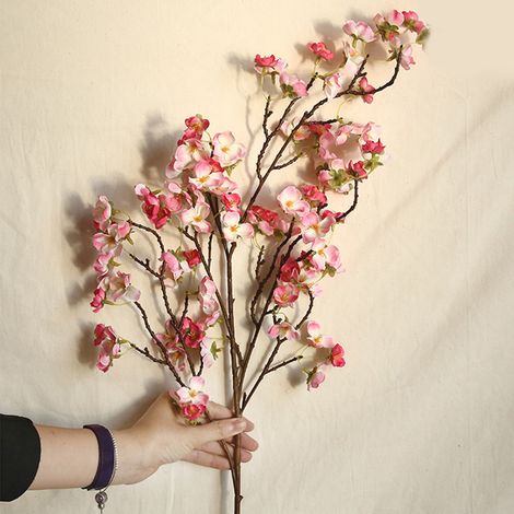 Chinesische Fingerblume (97 cm), verziert mit Kirsch- und Pflaumenblüten, ideal für Wohndekoration und Hochzeiten. MW38958 Dunkelrosa (1/5)