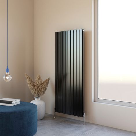 Acezanble 1600x680mm Double Black Vertical Flat Panel Central Heating Designer Radiator