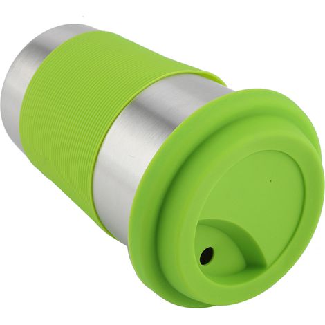 Gobelet isotherme en acier inoxydable de 500 ml avec couvercle et revêtement en silicone (vert) (1/5)