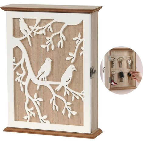 Portachiavi da parete, supporto per chiavi da parete, ganci per chiavi, mensola per chiavi da appendere, portachiavi da parete, appendiabiti in legno, organizer per chiavi da parete con 6 ganci per ch (1/5)