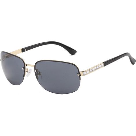 par de gafas de sol sin montura, lentes polarizadas, montura de policarbonato y metal, patillas curvas, protección UV. (1/5)