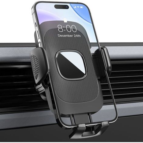 Support Telephone Voiture, Crochet Stable, 360° Rotation Porte Téléphone à Grille d'Aération, pour Smartphone iPhone Android (Noir)