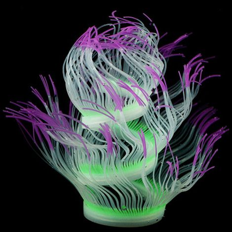 Anémone de mer - Décoration aquarium en silicone souple - Effet lumineux avec éclairage adapté - 1 pièce (1/5)