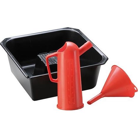 Kit Vidange d'huile 3 pièces bac de vidange + récipient de mesure et entonnoir